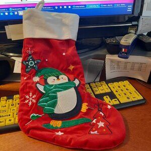 NEW ! Christmas Stocking Bird Christmas Party Decorations Red Colorful 21 Inch